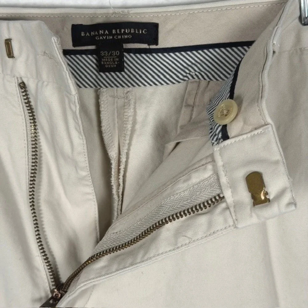 Banana Republic‎ Gavin Chino Mens 33x26.5 Khaki Tan Straight Leg Cotton Pants
